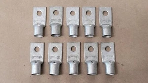Lot of 10 Tyco / AMP 60-75 2C 150/24 Tinned Copper 1AWG Compression Lugs 1/4" St - Picture 1 of 3
