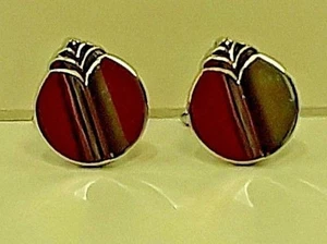 Vtg. Swank SILVER TONE CUFF LINKS  Round w/ Design  - Picture 1 of 5