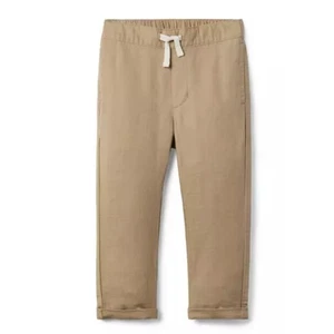 JANIE AND JACK Boys Linen Cotton Pull-on Dress Pants in Jack Khaki Size 10 NWT - Picture 1 of 6