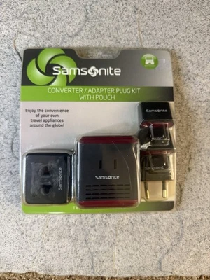 New Sealed Samsonite Travel Converter Adapter Plug kit w/Pouch 49604-1073 - Image 1 of 2