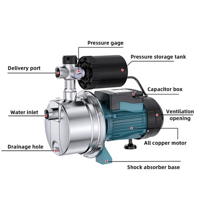 220V 750W Jet Pump Self-priming Pump Tap Water Booster Pump Silent Household - Image 1 of 4