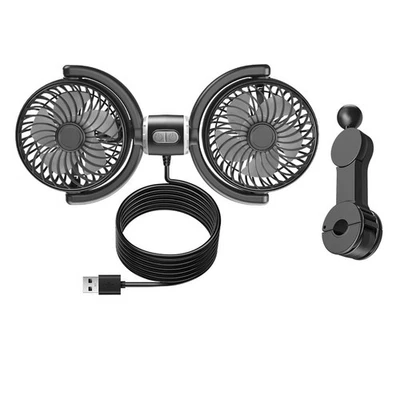 Dynamic Airflow Car Headrest Fan Dual Head with 3 Speed Adjustment Options - Image 1 of 4