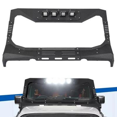 Para Jeep Wrangler JK 07-18 Armadura Parabrisas Marco Visera Capucha con Luces LED Foto 1 de 4