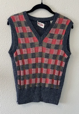 Chaleco Suéter Vintage Europecraft Acrílico Alpaca Blnd Cuadros Hecho en Italia Foto 1 de 4