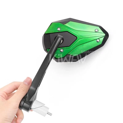 Espejos retrovisores de extremo de barra ViperII todo verde 1" barra hueca ID 17-24mm se adapta a Harley Foto 1 de 4