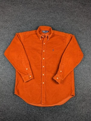 Polo Ralph Lauren Corduroy Shirt Mens Large Orange VTG Blue Pony Blaire Cotton - Image 1 of 4