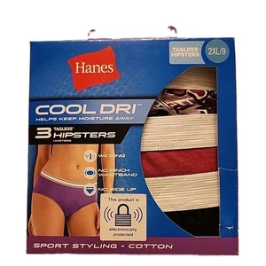 Hanes Cool Dri Womans Tagless Hipsters Size 9 2XL (3-Pack) Underwear - Picture 1 of 2