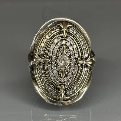 Handmade 925 Sterling Silver Moissanite Stone Men's Ring Ottoman Style Signet - Image 1 of 4