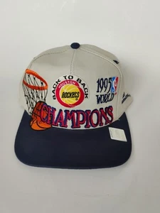 VTG NWOT Houston Rockets Back To Back 1995 NBA World Champions Hat Logo Athletic - Picture 1 of 8