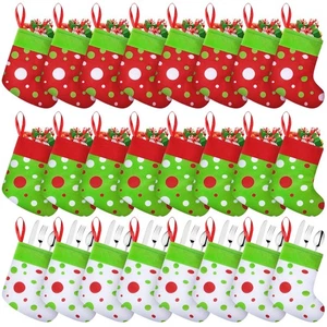 24 Stück Mini Limettengrün und Rot Weihnachtsstrümpfe 6 Zoll Weihnachten Punkte Mini Geschenk... - Bild 1 von 6