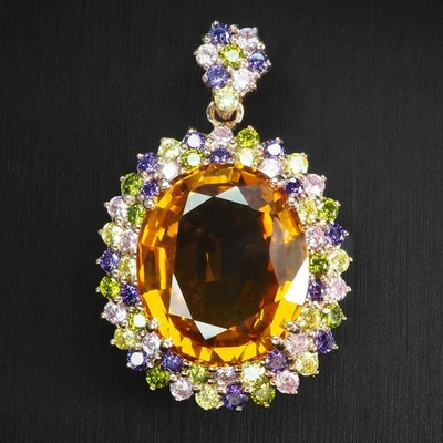 Squisiti ciondoli fatti a mano in argento sterling 925 zaffiro giallo... - Immagine 1 di 4