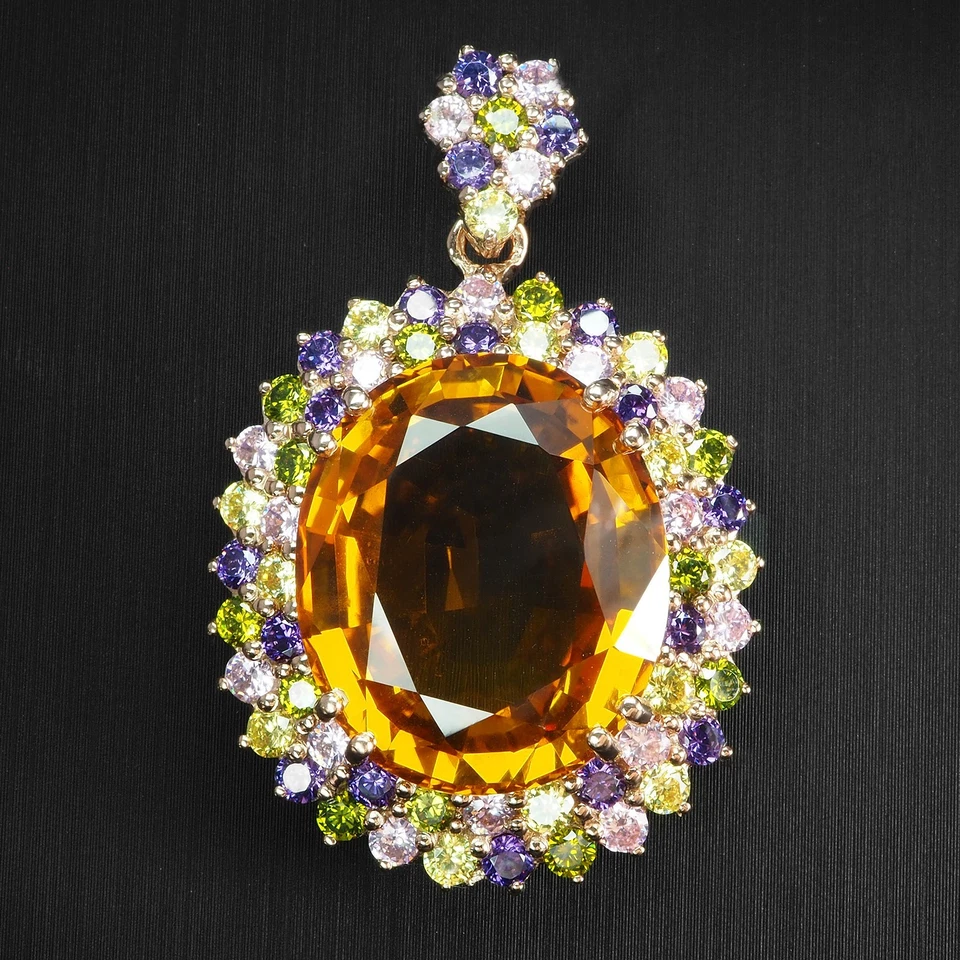 Squisiti ciondoli fatti a mano in argento sterling 925 zaffiro giallo... - Immagine 1 di 4