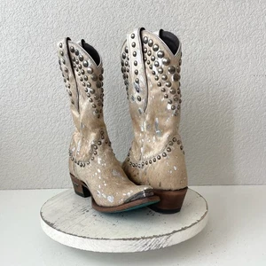 NEW Lane Wild Hair Womens Cowboy Boots Sz 7 Cowhide Hair on Hide Cowgirl Western - Picture 1 of 13