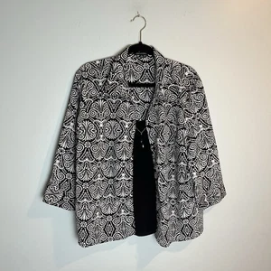 Notations Women’s Collared Blouse Button Down Top Black & White Size XL - Picture 1 of 8