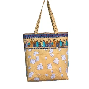 Handgefertigte gesteppte Tragetasche, Projekttaschen, Bienen summen, 15" x 16" x 4" - Bild 1 von 8