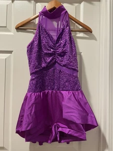 Weissman Erwachsene Tanzkostüm 11974 Pailletten Oberteil Strampler Shorts MA lila Medium - Bild 1 von 20