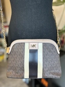 Michael Kors Large Logo Stripe Dome Crossbody Bag - Picture 1 of 10