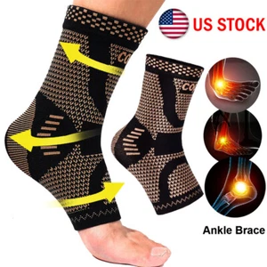 Copper Ankle Support Brace Functional Compression Sleeves Socks Foot PainRelief - Picture 1 of 17