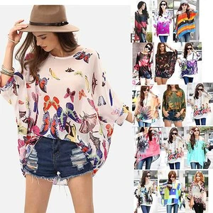 Ladies Top shirt Blouse Bikini Cover Oversize 8-18 Chiffon Summer Beach Holiday - Picture 1 of 86