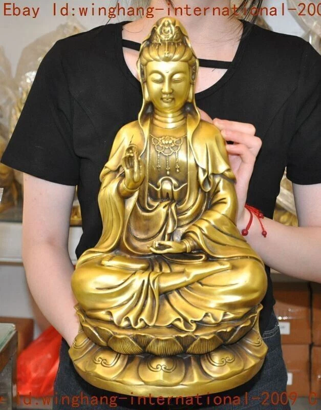 中国古董黄铜Kwan-殷雕像、金色小雕像| eBay