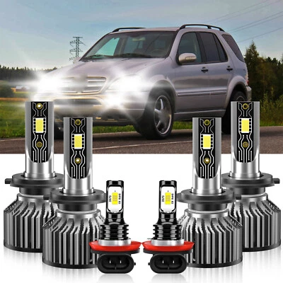 Kit de bombillas de faros LED haz alto + luz antiniebla para Mercedes-Benz ML55 AMG 2002-2003 Foto 1 de 4