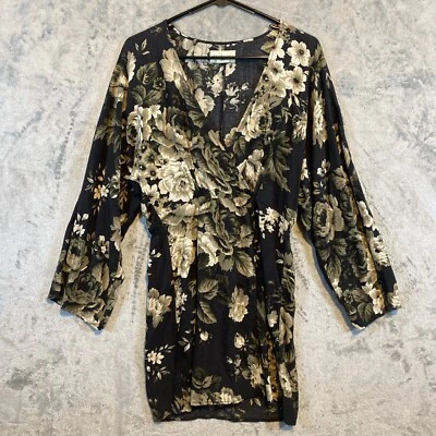 Ralph Lauren Dress Women Sz S Black Floral Wrap Denim Supply Boho Beach Tropical - Image 1 of 4