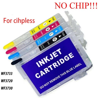 New For Epson WF 3733 3720 3730 T702 702XL Refillable Ink Cartridge Without Chip - Image 1 of 4