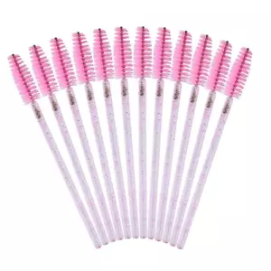 50PCS Mascara Wands,Crystal Pink Mascara Brushes, Disposable Eyelash Eyebrow Spo - Picture 1 of 12