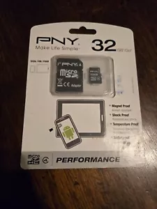 NEW SEALED PNY 32 GB Micro SD Card with Adapter - Picture 1 of 2