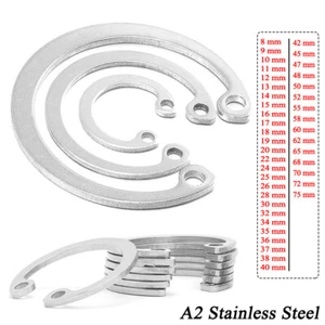 Internal Circlip Retaining Rings DIN472 for 8mm to 75mm Bores A2 Stainless Steel - Picture 1 of 9