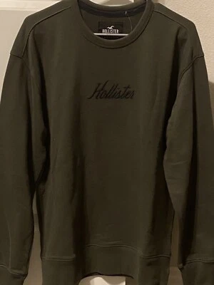 Sudadera de algodón Hollister para hombre talla 2XL oliva oscuro manga larga cuello redondo Foto 1 de 4