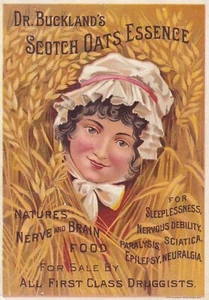 Tarjeta de intercambio Dr. Buckland's Scotch Oats Essence cure-all/Quack Medicine Nueva York c1900 - Imagen 1 de 2