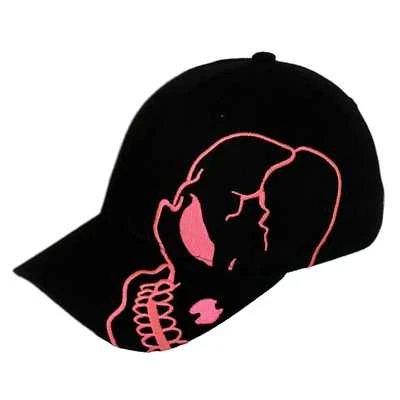 Gorra de Motociclista Calavera Negra y Rosa - Gorra de Béisbol Militar Esqueleto Gótico Motocicleta Foto 1 de 4