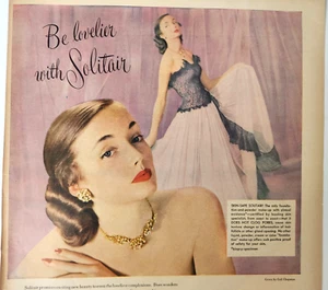 Solitair Cake Make Up Lipstick Ceil Chapman Vintage 1948 Magazine Print Ad - Picture 1 of 7