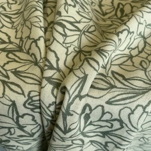 Viscose Washed Linen Patterned Fabric in Ecru Green Style - Picture 1 of 4