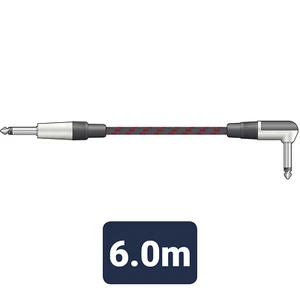 Classic Braided Right Angled Guitar Lead Black/Red 6.0m - Picture 1 of 2