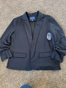 Scoop Womens Open Front Blazer Size XL BLK Ruched Sleeves NWT Very Soft Stretch - Picture 1 of 7