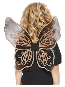 Black & Gold Butterfly Wings Girls Halloween Fairy Fancy Dress Accessory