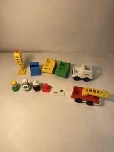 Vintage Fisher Price Little People Main Street Lot Mail Box Letter Fire truck - Picture 1 of 8
