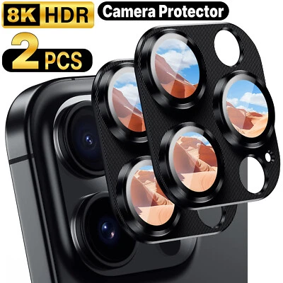 2-Pcs For iPhone 16 Pro Max/16 Pro/16 Plus/16 Metal Camera Lens Protector Cover - Image 1 of 4