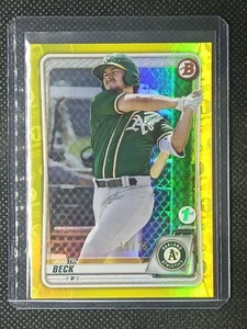 Austin Beck 2020 Bowman primera edición lámina amarilla #/75 Oakland Athletics - Imagen 1 de 2
