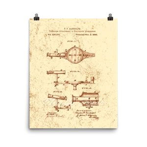 Póster impreso arte patente topógrafos vintage brújula 1880, 8x10 o 16x20 - Imagen 1 de 8