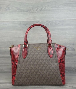 Bolso de mano Michael Kors de firma mediana y en relieve (rojo carmesí) - Imagen 1 de 9