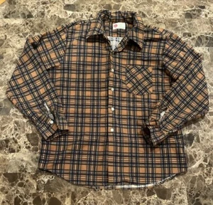 VTG Sears Perma Priest Collar Orange Plaid Shirt Perma Prest 70s L PRISTINE HTF - Picture 1 of 9