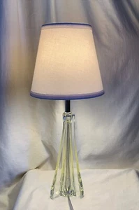 Sevres, crystal lamp base, pale yellow, signed 1950s. Base is 11" high. - Picture 1 of 11