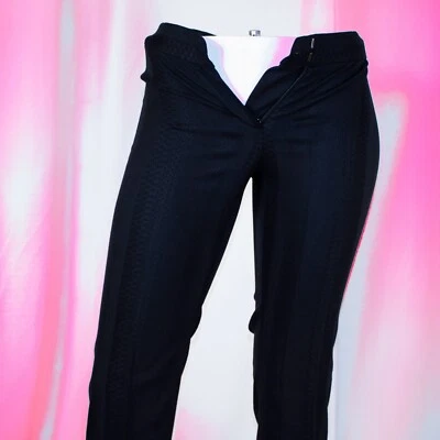 Pantalones ajustados ELIE TAHARI negros mezcla de lana geométrica para mujer talla 2 P Petite Foto 1 de 4