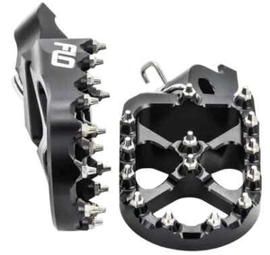 Flo Pro Series Footpegs Driver Foot Pegs Pair Black Suzuki RM85L 03-12 - Picture 1 of 11