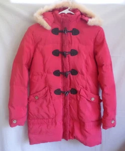Momoco Kids Down Coat Jacket Girls Fur Trim Pink Removeable Hood - Picture 1 of 10