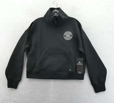 Boston Bruins Small Womens Cropped Sweatshirt '47 Brand Black 1/2 Zip Hockey New - Image 1 of 4