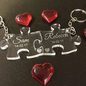 Llaveros de Acrílico Personalizados Grabados San Valentín Aniversario Parejas Regalo - Imagen 1 de 7